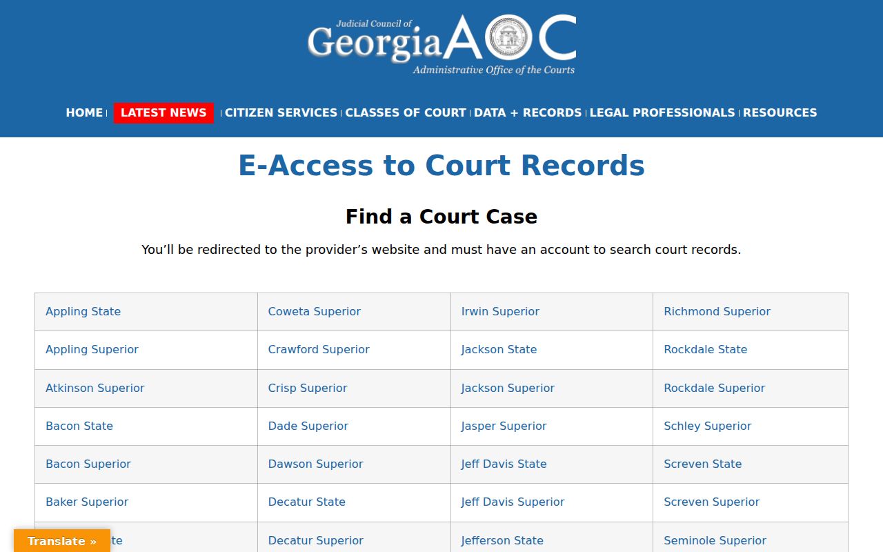 Rabun County docket search provider directory