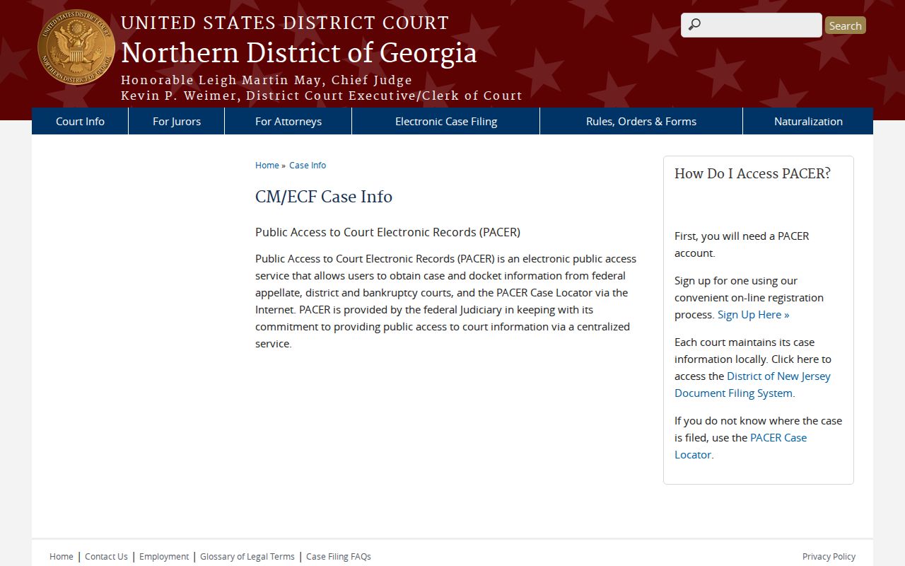 Rabun County docket search federal PACER route