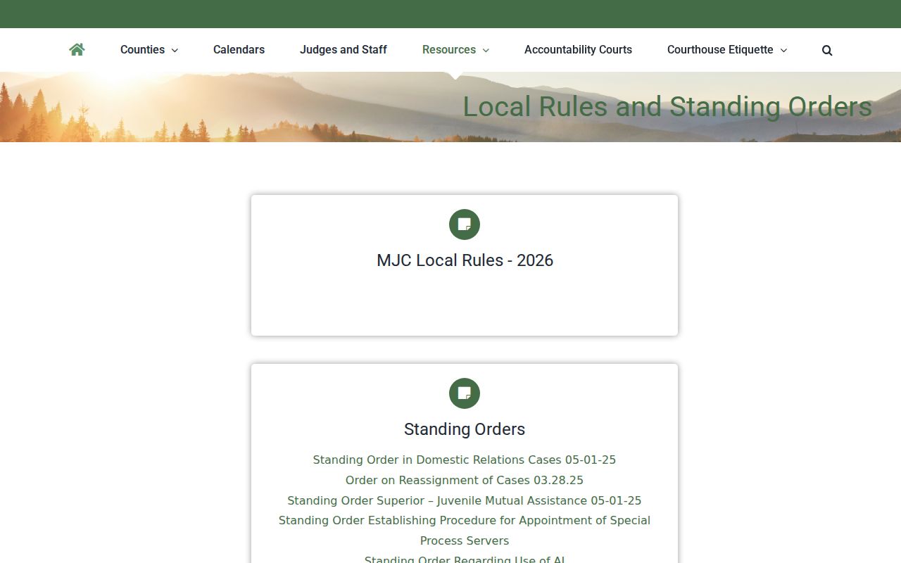 Rabun County civil court docket local rules directory