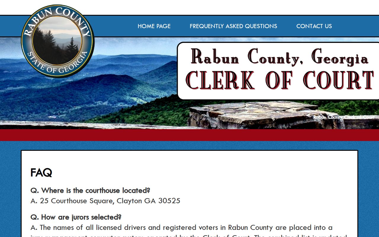 Rabun County court records clerk courthouse FAQ