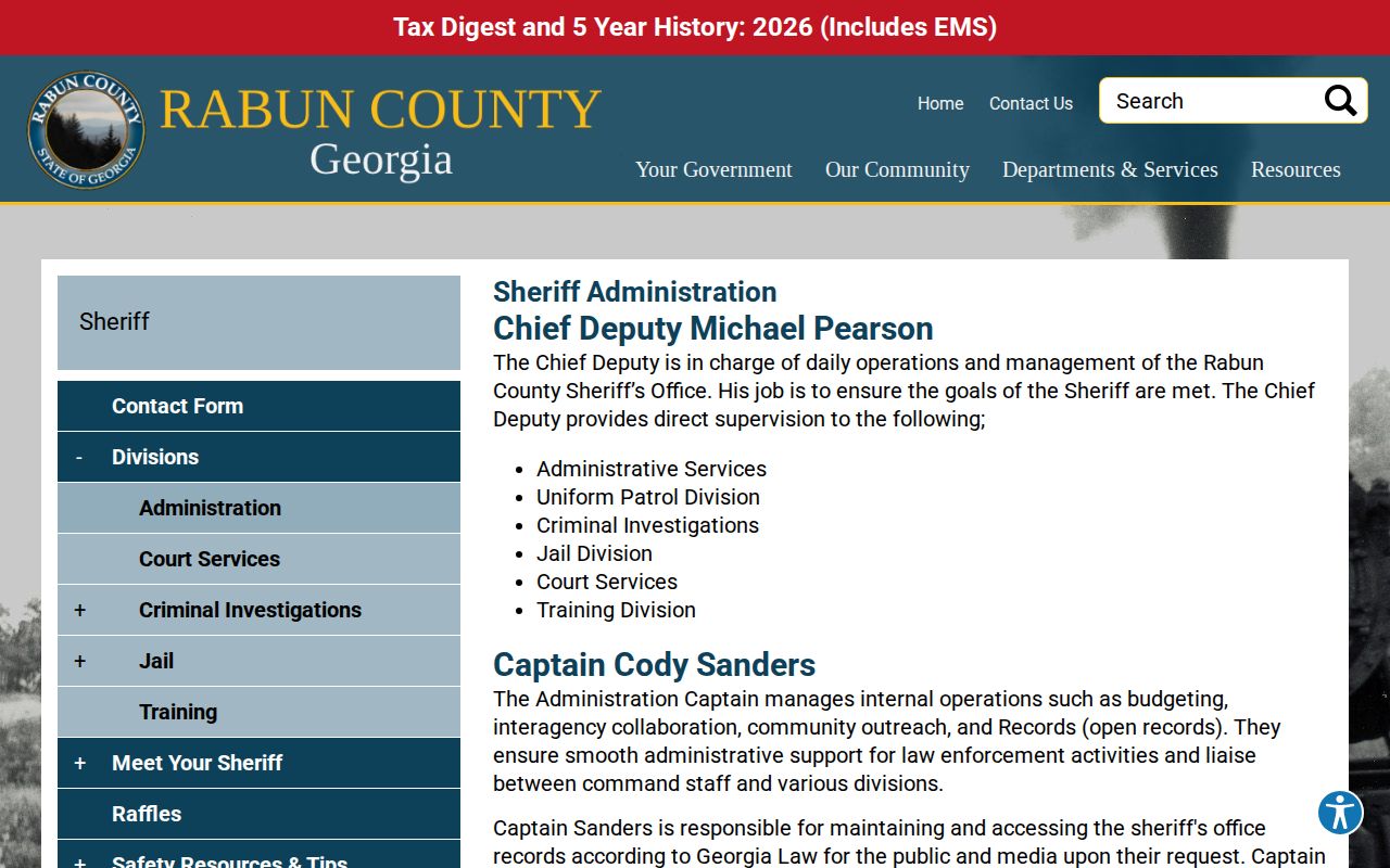 Rabun County court records and sheriff record distinction