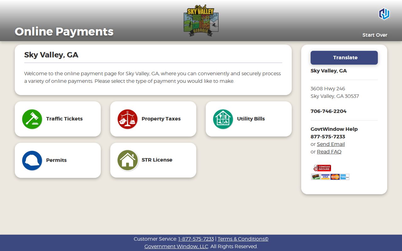 Sky Valley court records and ticket payment portal