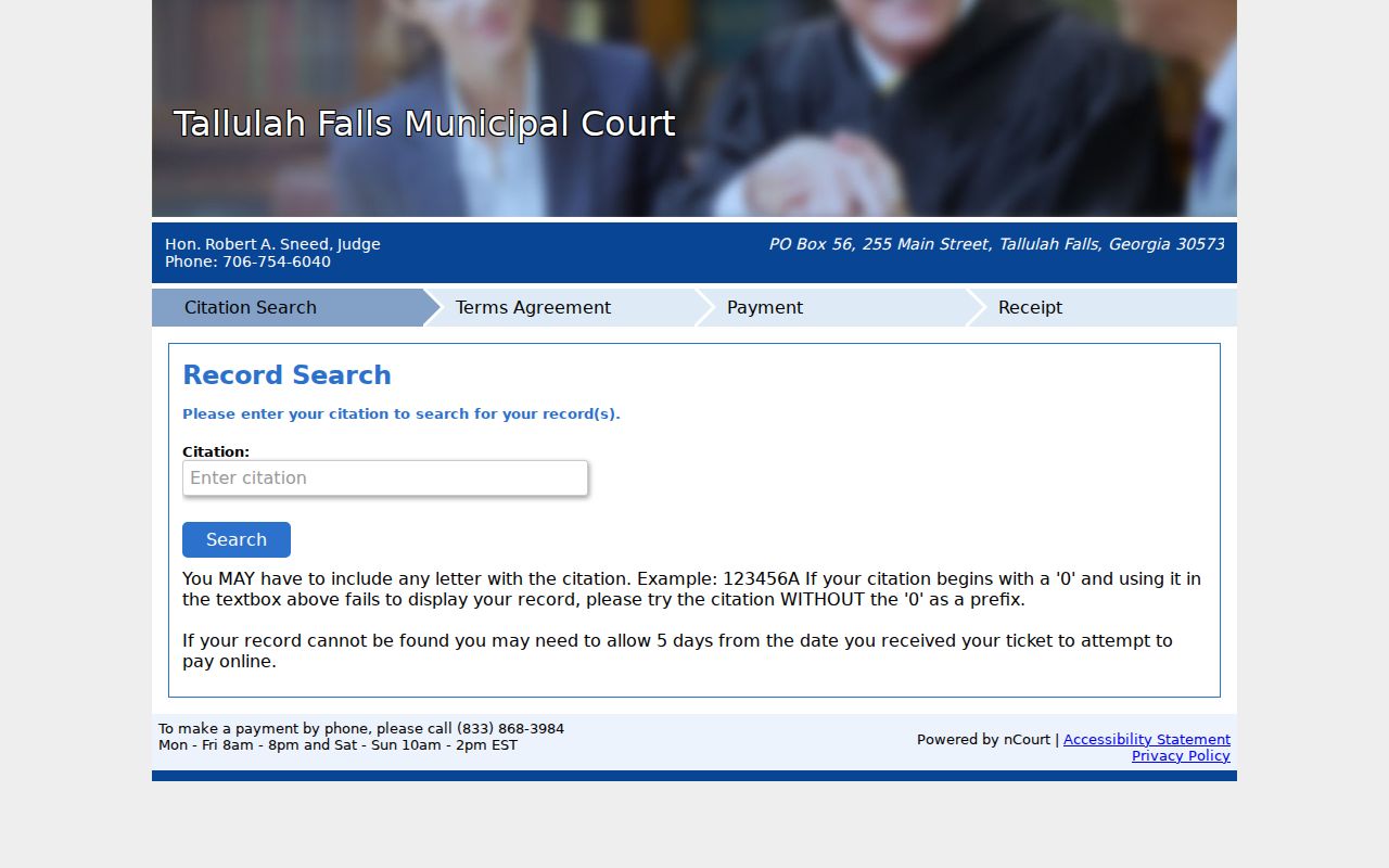Rabun County traffic court Tallulah citation field
